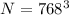 $N=768^{3}$