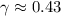 $\gamma\approx 0.43$