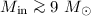$M_{\rm in} \ga 9~M_{\odot}$