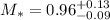 Mathematical equation: $M_\ast = 0.96^{+0.13}_{-0.09}$