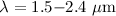 Mathematical equation: $\ensuremath{\lambda{}}=1.5{-}2.4~\ensuremath{\mu {\rm m}}$