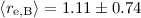 $\langle r_{\rm e,B} \rangle = 1.11 \pm0.74$