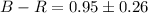 $B-R = 0.95\pm0.26$