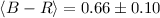 $\langle B-R\rangle = 0.66\pm0.10$