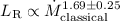 $L_{\mathrm {R}}\propto \dot{M}_{\mathrm{classical}}^{1.69\pm0.25}$