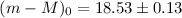 $(m-M)_0=18.53 \pm 0.13$