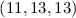 $(11, 13, 13)$