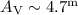 $A_{\rm V} \sim 4.7^{\rm m}$