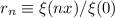 $r_n\equiv \xi(n x)/\xi(0)$