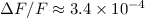 $\Delta F/F \approx 3.4\times 10^{-4}$