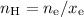 $n_{\mathrm H} = n_{\mathrm e} / x_{\mathrm e}$