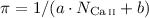 $\pi = 1 / (a \cdot N_{\ion{Ca}{ii}} + b)$