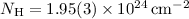 $N_\mathrm{H}=1.95(3)\times 10^{24}\,\mathrm{cm}^{-2}$