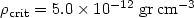 $\rho_{\rm crit} = 5.0 \times 10^{-12} \;\rm gr \, cm^{-3}$