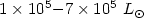 $1\times10^5{-}7\times10^5~\mbox{$L_\odot$}$