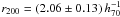 Mathematical equation: \hbox{$r_{200}=(2.06\pm0.13)\,h_{70}^{-1}$}
