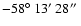 $-58\hbox{$^\circ$ }13\hbox{$^\prime$ }28\hbox{$^{\prime\prime}$ }$
