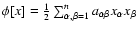 $\phi[x]=\frac{1}{2}\sum_{\alpha,\beta=1}^{n}a_{\alpha\beta}x_{\alpha}x_{\beta}$
