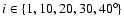 $i\in\left\{1,10,20,30,40^{\circ}\right\}$