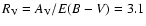 $R_{\rm V}=A_{\rm V}/E(B-V)=3.1$