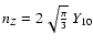 $n_Z=2\sqrt{\frac{\pi}{3}}~Y_{10}$