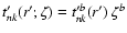 $t'_{nk}(r';\zeta)= t^{\prime b}_{nk}(r')~\zeta^b$
