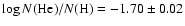 $\log N({\rm He})/N({\rm H}) = -1.70\pm 0.02$