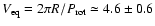 $V_{{\rm eq}}=2\pi R/P_{\rm
rot}\simeq4.6\pm0.6$