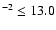 $^{-2}\leq13.0$