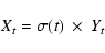 \begin{displaymath}%
X_{t} = \sigma(t) \ \times \ Y_{t}
\end{displaymath}
