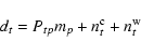 \begin{displaymath}%
d_t = P_{tp} m_p + n^{\rm c}_t +n^{\rm w}_t
\end{displaymath}