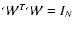 $\mathcal{W}^{T}\mathcal{W}= I_{N}$