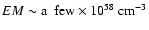 $EM \sim {\rm a~~few} \times 10^{58}~ {\rm cm}^{-3}$