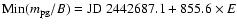 ${\rm Min}(m_{\rm pg}/B)={\rm JD}~2442687.1 + 855.6 \times E$