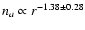$n_a \propto r^{-1.38 \pm 0.28}$