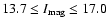$13.7 \le
I_{\rm mag} \le 17.0$