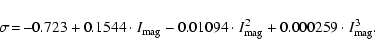 \begin{displaymath}\sigma\! = \!-0.723 + 0.1544 \cdot I_{\rm mag} - 0.01094 \cdot I_{\rm mag}^2 + 0.000259 \cdot I_{\rm mag}^3 .
\end{displaymath}
