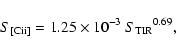 \begin{displaymath}
{S_{\rm [C {\sc ii}]} = 1.25 \times 10^{-3}~{S_{\rm TIR}}^{0.69}},
\end{displaymath}
