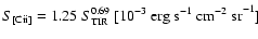 ${S_{\rm [C {\sc ii}]}=1.25~S_{\rm TIR}^{0.69}~[10^{-3}~{\rm erg~s^{-1}~cm^{-2}~sr}^{-1}]}$