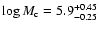$\log M_{\rm c} = 5.9^{+0.45}_{-0.25}$