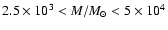 $2.5\times10^3 < M/M_{\odot} < 5\times10^4$