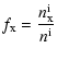 $\displaystyle f_{\rm x} = \frac{n^{\rm i}_{\rm x}}{n^{\rm i}}$