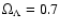 $\Omega_{\rm\Lambda}=0.7$
