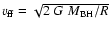 $v_{\rm ff} = \sqrt{2~{G}~M_{\rm BH}/R}$