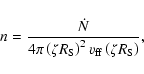 \begin{displaymath}
n = \frac{\dot{N}}{4 \pi \left(\zeta R_{\rm S}\right)^{2} v_{\rm ff}\left(\zeta R_{\rm S}\right)},
\end{displaymath}
