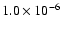 $1.0\times 10^{-6}$