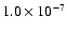 $1.0\times 10^{-7}$