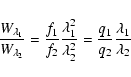 \begin{displaymath}{ W_{\lambda_{1}} \over W_{\lambda_{2}} } = { f_{1} \over f_{...
...2}^{2}} = { q_{1} \over q_{2} } {\lambda_{1}\over \lambda_{2}}
\end{displaymath}