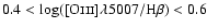 $0.4<\log({\rm [O}\mathsc{iii}{\rm ]}\lambda5007/{\rm H}\beta)<0.6$