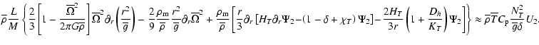 $\displaystyle {\overline\rho}\frac{L}{M}\left\{\frac{2}{3}\left[1-\frac{{\overl...
...overline \rho}{\overline
T}C_{\rm p}\frac{N_{T}^{2}}{{\overline g}\delta}U_{2}.$